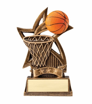 6 INCH BASKETBALL SWEEPING STAR RESIN TROPHY
