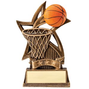 6 INCH BASKETBALL SWEEPING STAR RESIN TROPHY