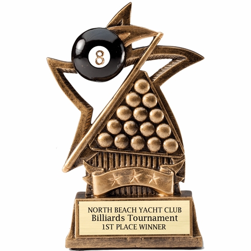  6 INCH BILLIARDS SWEEPING STAR RESIN TROPHY