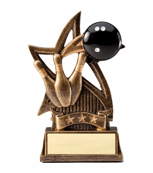 6 INCH BOWLING SWEEPING STAR RESIN TROPHY
