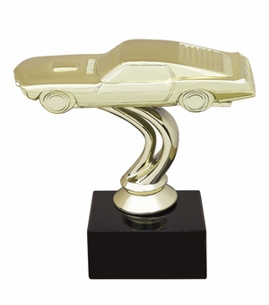 6 INCH CAMARO GOLD FIGURE ON BLACK MARBLE BASE