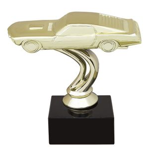 6 INCH CAMARO GOLD FIGURE ON BLACK MARBLE BASE