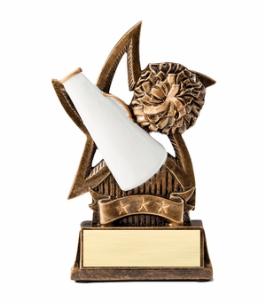 6 INCH CHEERLEADER SWEEPING STAR RESIN TROPHY