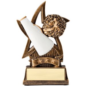 6 INCH CHEERLEADER SWEEPING STAR RESIN TROPHY
