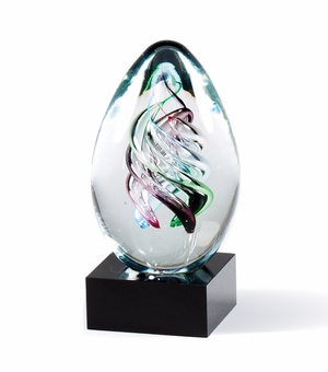 6 INCH COLORS SCULPTURE AWARD HAND BLOWN ART GLASS 