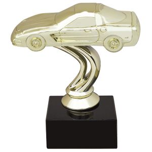 6 INCH CORVETTE GOLD FIGURE ON BLACK MARBLE BASE