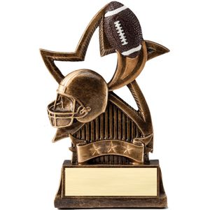 6 INCH FOOTBALL SWEEPING STAR RESIN TROPHY