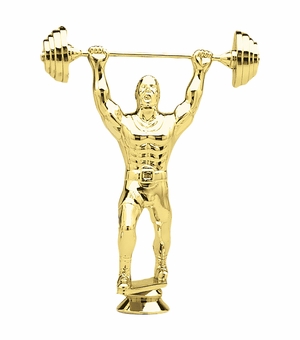 6 INCH GOLD PLASTIC WEIGHTLIFTER TROPHY FIGURE