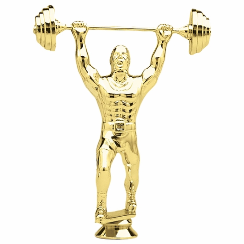 6 INCH GOLD PLASTIC WEIGHTLIFTER TROPHY FIGURE