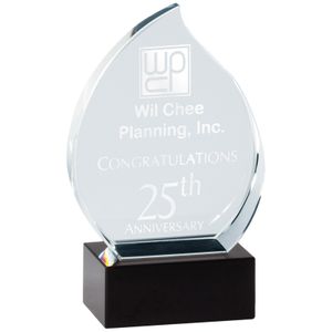 6 INCH HEIGHT OPTICAL CRYSTAL FLAME AWARD