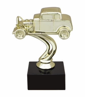 6 INCH HOT ROD CAR TROPHY MOUNTED ON BLACK BASE