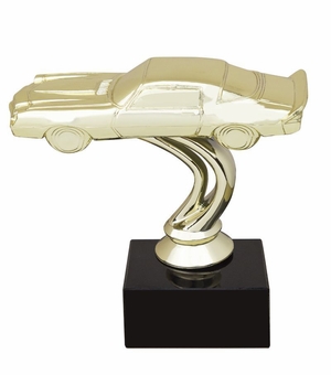 6 INCH MUSTANG GOLD FIGURE ON BLACK MARBLE BASE