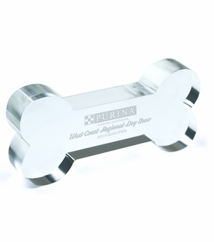 6 INCH OPTICAL CRYSTAL DOG BONE AWARD