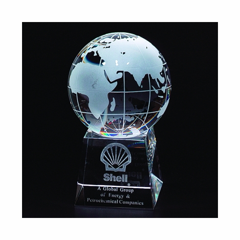 6 INCH OPTICAL CRYSTAL GLOBE ON BASE