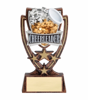 6 INCH PLASTIC MOLDED CHEERLEADER TROPHY
