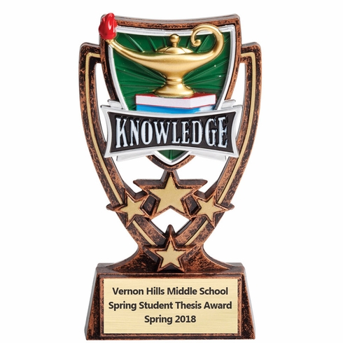6 INCH PLASTIC MOLDED KNOWLEDGE TROPHY