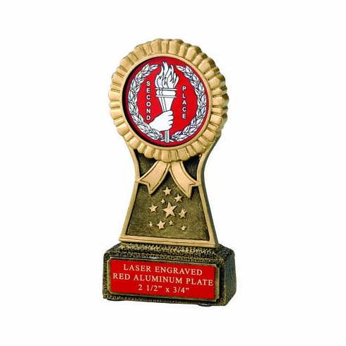 6 INCH  ROSETTE RESIN TROPHY, 2 INCH  MYLAR - No Plate