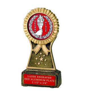 6 INCH  ROSETTE RESIN TROPHY, 2 INCH  MYLAR - No Plate