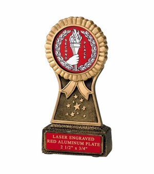 6 INCH ROSETTE RESIN TROPHY, TAKES 2 INCH INSERT