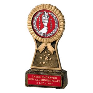 6 INCH ROSETTE RESIN TROPHY, TAKES 2 INCH INSERT