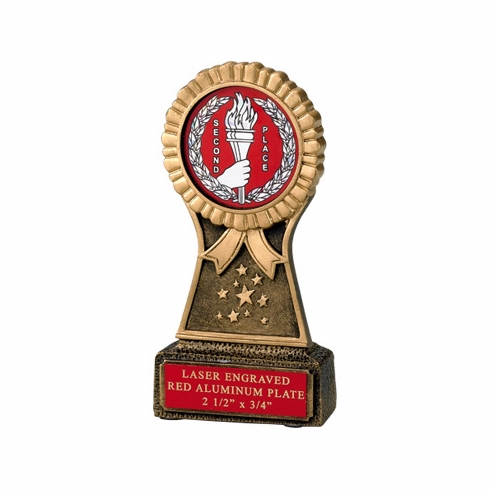6 INCH ROSETTE RESIN TROPHY, TAKES 2 INCH INSERT