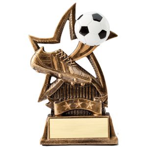 6 INCH SOCCER SWEEPING STAR RESIN TROPHY