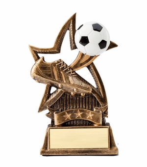 6 INCH SOCCER SWEEPING STAR RESIN TROPHY