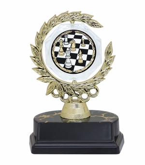 6 INCH SPINNER WREATH TROPHY HOLDS 2 INCH CHESS INSERT