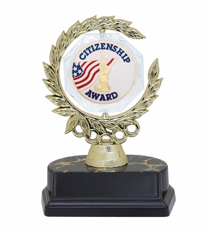 6 INCH SPINNER WREATH TROPHY HOLDS 2 INCH CITIZENSHIP INSERT