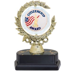 6 INCH SPINNER WREATH TROPHY HOLDS 2 INCH CITIZENSHIP INSERT