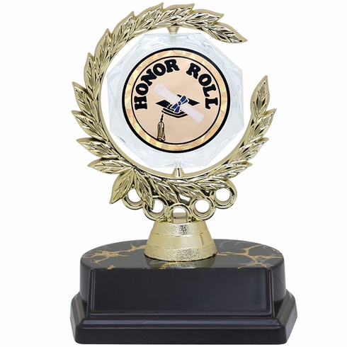 6 INCH SPINNER WREATH TROPHY HOLDS 2 INCH HONOR ROLL INSERT