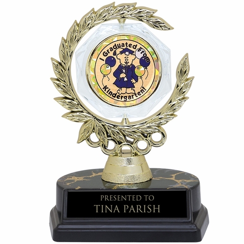 6 INCH SPINNER WREATH TROPHY HOLDS 2 INCH KINDERGARTEN INSERT