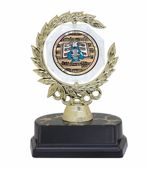 6 INCH SPINNER WREATH TROPHY HOLDS 2 INCH MUSIC LYRE INSERT