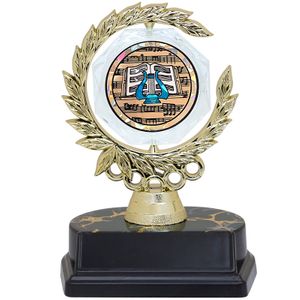 6 INCH SPINNER WREATH TROPHY HOLDS 2 INCH MUSIC LYRE INSERT