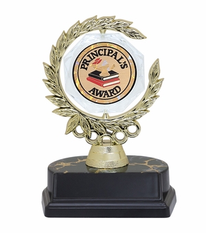 6 INCH SPINNER WREATH TROPHY HOLDS 2 INCH PRINCIPAL'S AWARD INSERT