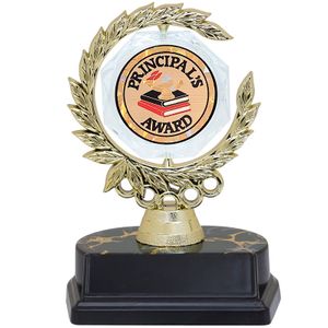 6 INCH SPINNER WREATH TROPHY HOLDS 2 INCH PRINCIPAL'S AWARD INSERT