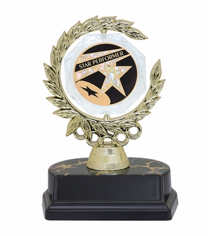 6 INCH SPINNER WREATH TROPHY HOLDS 2 INCH STAR PERFORMER INSERT