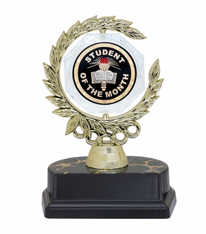 6 INCH SPINNER WREATH TROPHY HOLDS 2 INCH STUDENT OF THE MONTH INSERT
