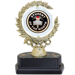 6 INCH SPINNER WREATH TROPHY HOLDS 2 INCH STUDENT OF THE MONTH INSERT