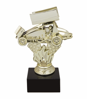 6 INCH SPRINT CAR TROPHY MOUNTED ON BLACK BASE