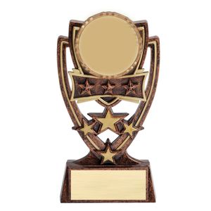 6 INCH STAR TROPHY WITH WEIGHTED MOLDED PLASTIC HOLDS 2 INCH INSERT