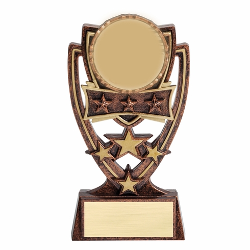 6 INCH STAR TROPHY WITH WEIGHTED MOLDED PLASTIC HOLDS 2 INCH INSERT