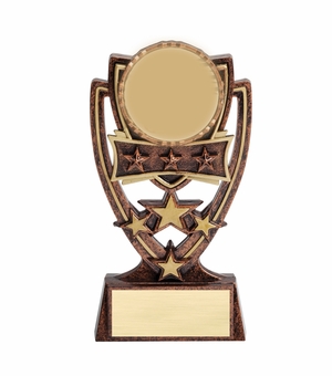 6 INCH STAR TROPHY WITH WEIGHTED MOLDED PLASTIC HOLDS 2 INCH INSERT