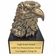 6 INCH TROPHY HEIGHT ANTIQUE GOLD EAGLE HEAD ON BLACK MARBLE BASE