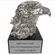 6 INCH TROPHY HEIGHT ANTIQUE SILVER EAGLE HEAD ON BLACK MARBLE BASE