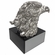 6 INCH TROPHY HEIGHT ANTIQUE SILVER EAGLE HEAD ON BLACK MARBLE BASE