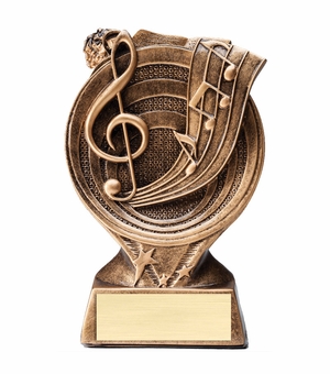 6" MUSIC RESIN TROPHY ANTIQUE GOLD FINISH