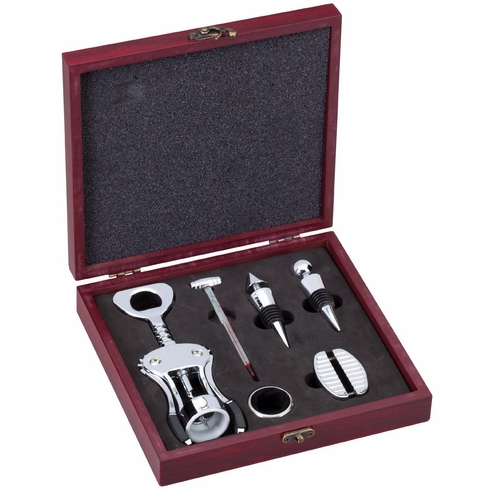 6 PIECE WINE GIFT SET ROSEWOOD FINISH