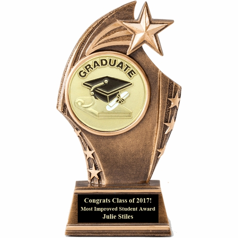 6" RESIN SWEEPING STAR TROPHY ANTIQUE GOLD 