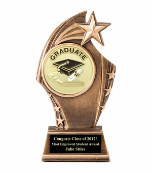 6" RESIN SWEEPING STAR TROPHY ANTIQUE GOLD 